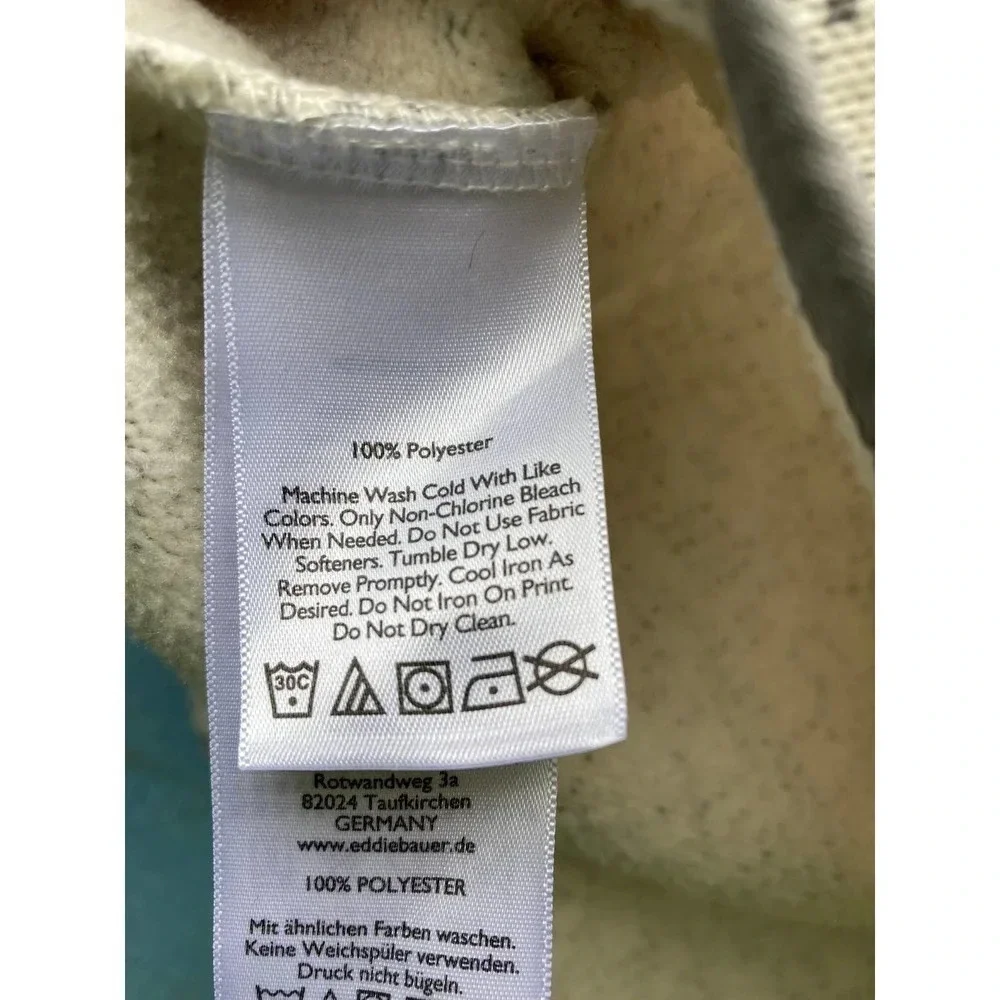 Eddie Bauer Women White Gray Geometric Pattern Sweater Medium